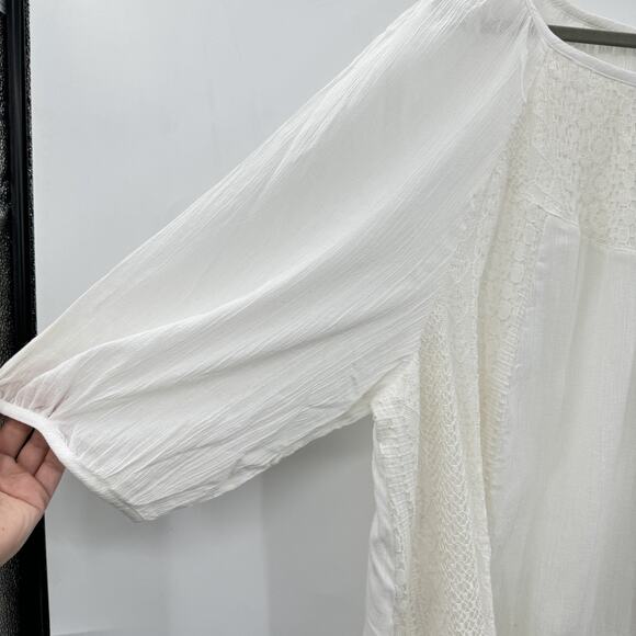 Catherines Gauzy Lace Tie Top Sz 3X Ivory White Boho Coquette Peasant Bloomcore - Picture 3 of 12